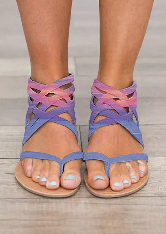 

Gradient Criss-Cross Hollow Out Sandals, Multicolor, SCM012869