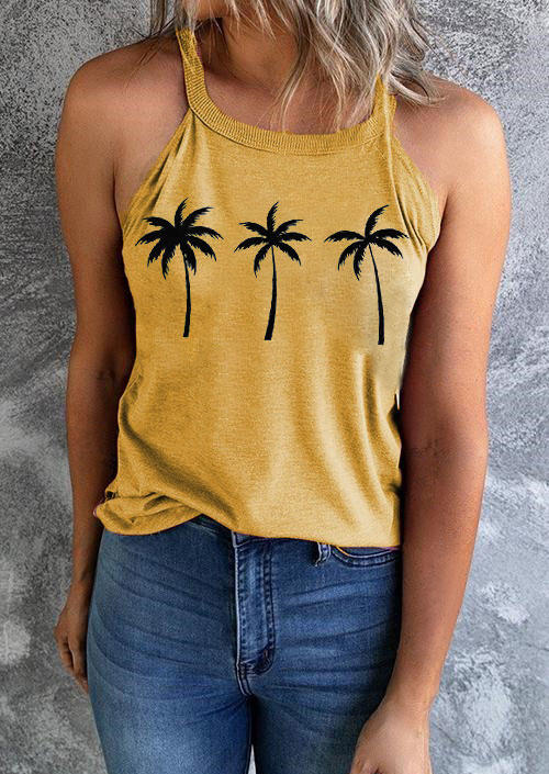 

Coconut Tree O-Neck Tank - Yellow, SCM013004