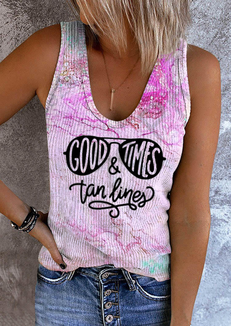 

Summer Good Times & Tan Lines Glasses Tank, Multicolor, SCM013073