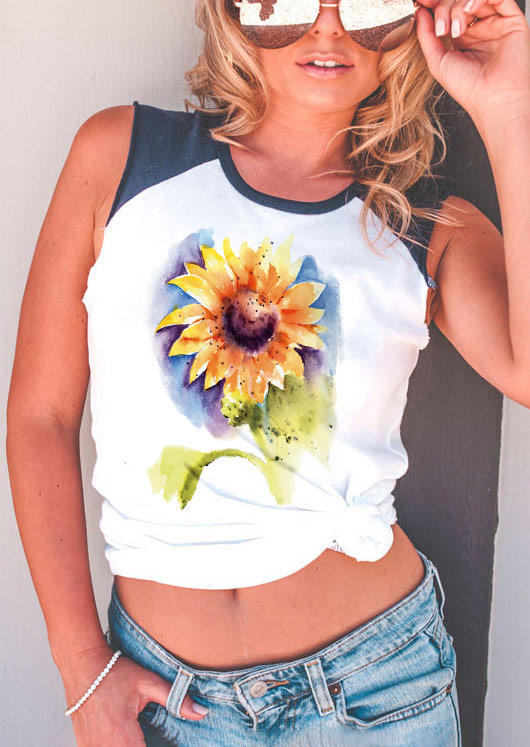 

Sunflower Color Block Casual Tank - White, SCM012466