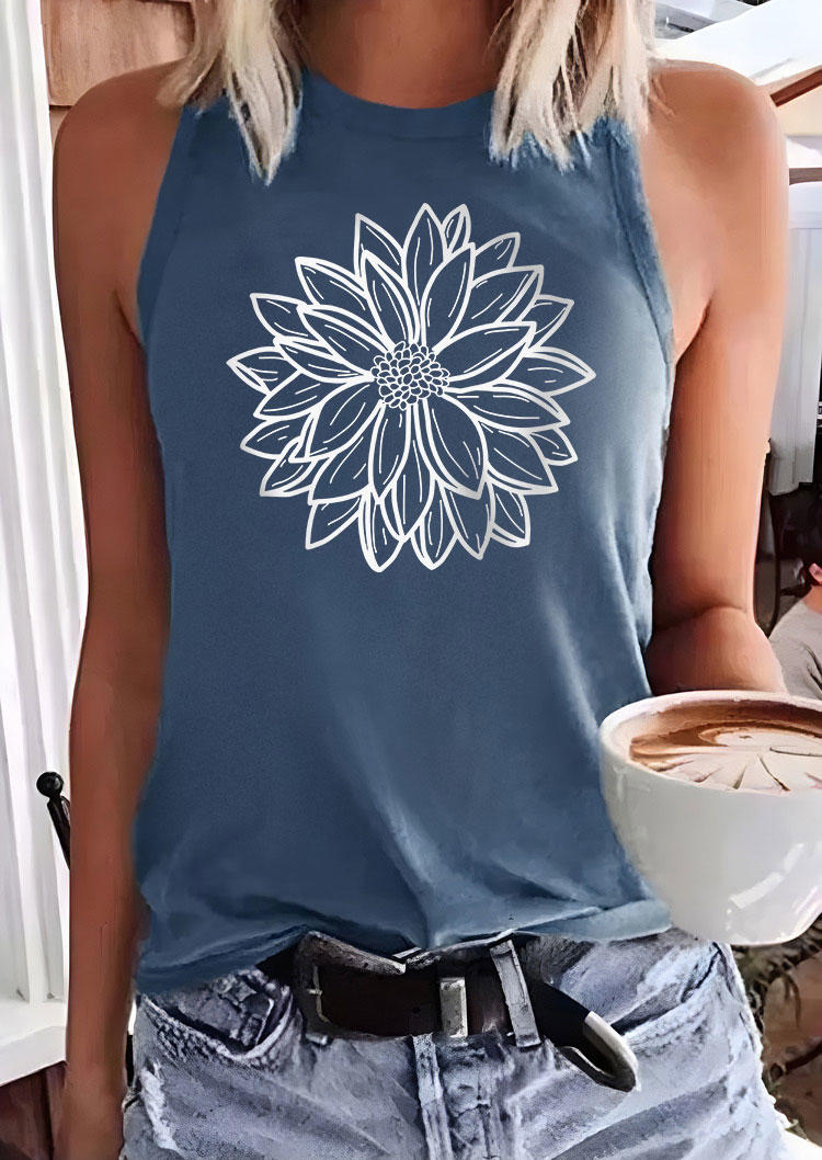 

Dahlia Floral Casual Tank - Blue, SCM012908
