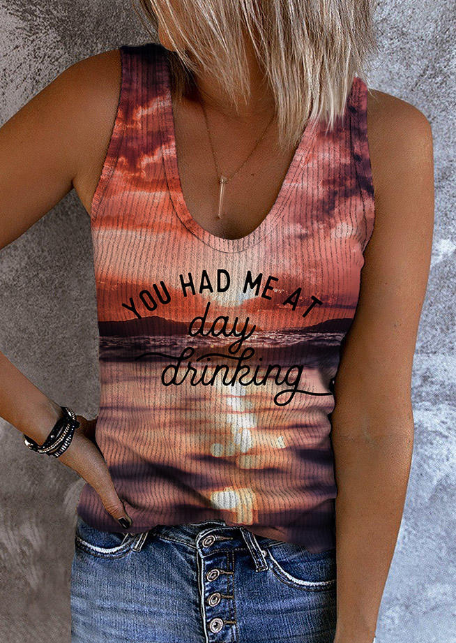 

You Had Me At Day Drinking O-Neck Tank, Multicolor, SCM012909