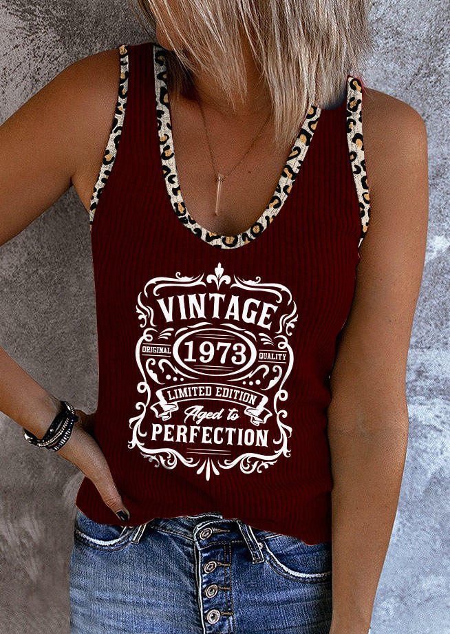 

Vintage 1973 Aged To Perfection Leopard Tank - Burgundy, Red, SCM012911