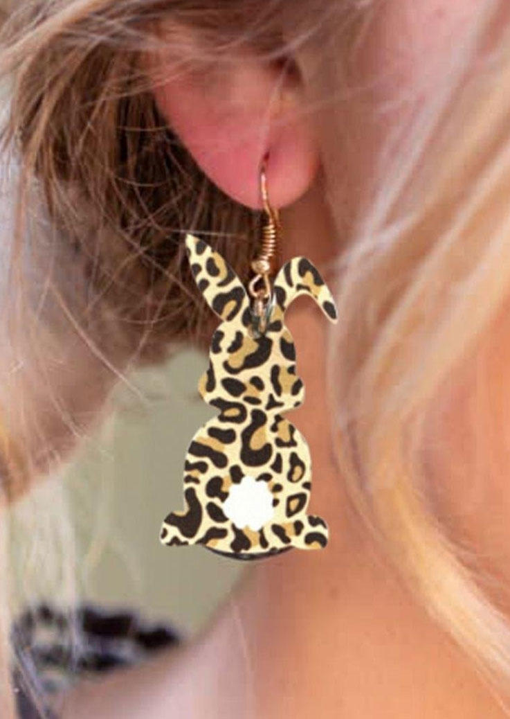 

Easter Leopard Glitter Rabbit Earrings, Multicolor, SCM012922