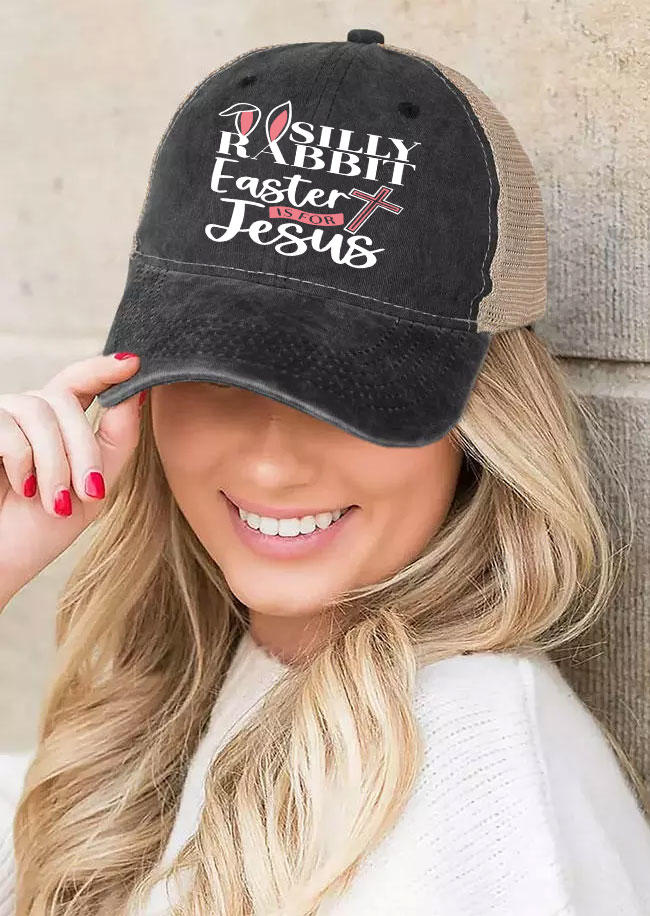 

Silly Rabbit Easter Is For Jesus Cross Baseball Cap, Black, SCM012469