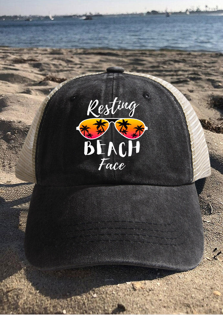 

Resting Beach Face Coconut Tree Baseball Cap - Black, SCM012478