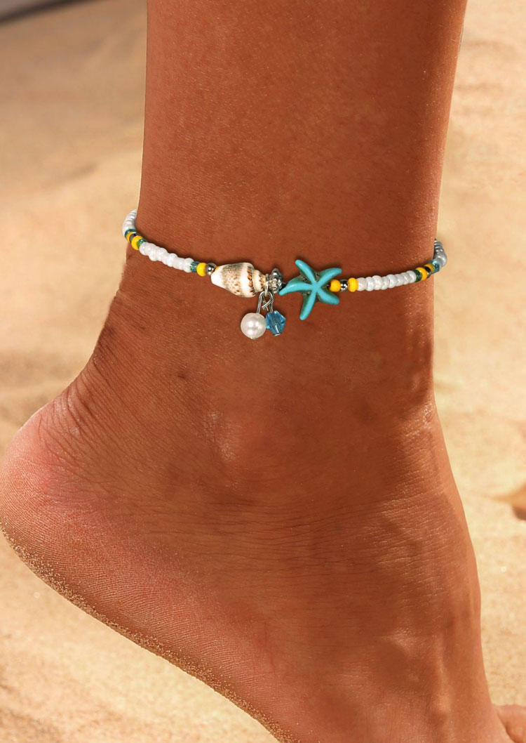 

Conch Starfish Beading Anklet, Multicolor, SCM012800