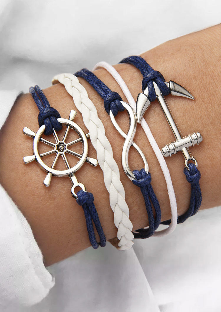 

Multi-Layered Anchor Infinity Braid Bracelet, Multicolor, SCM012971
