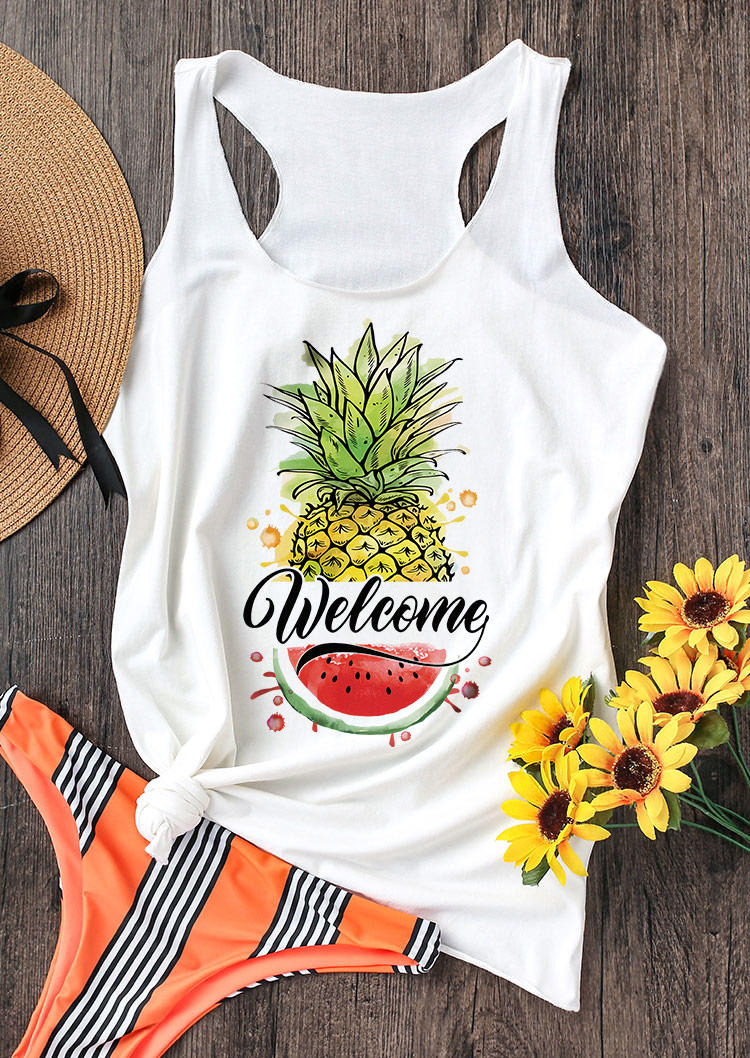 

Welcome Pineapple Watermelon Racerback Tank - White, SCM013067