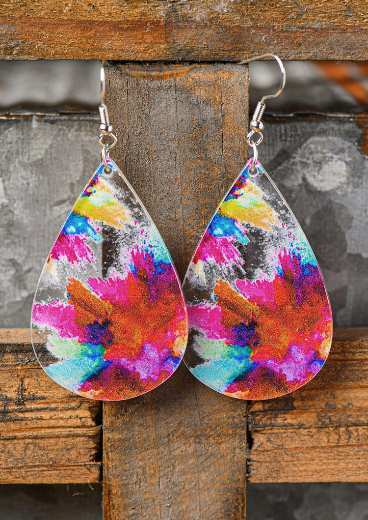 

Tie Dye Acrylic ater Drop Earrings, Blue;red, SCM012857