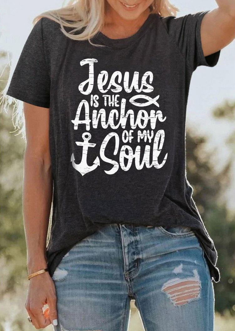 

Jesus Is The Anchor Of My Soul T-Shirt Tee - Dark Grey, Gray, SCM013170