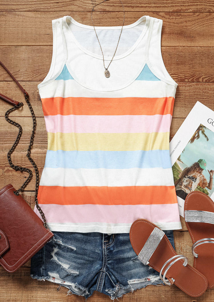 Color Block Striped Fake Two-Piece Tank