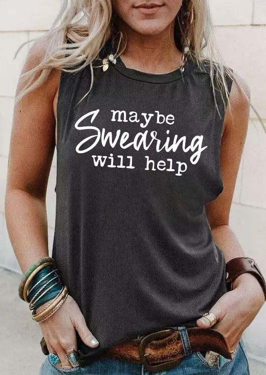 

Maybe Swearing Will Help Tank - Dark Grey, Gray, 533490