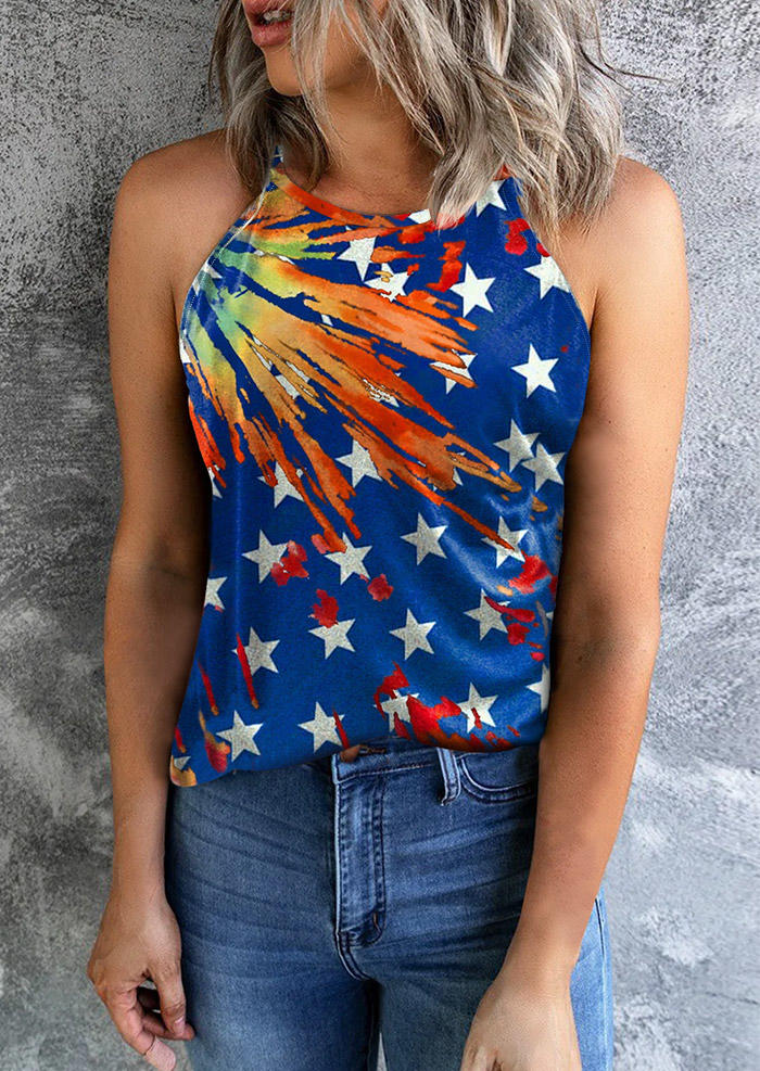 

American Flag Tie Dye Tank, Multicolor, SCM012904