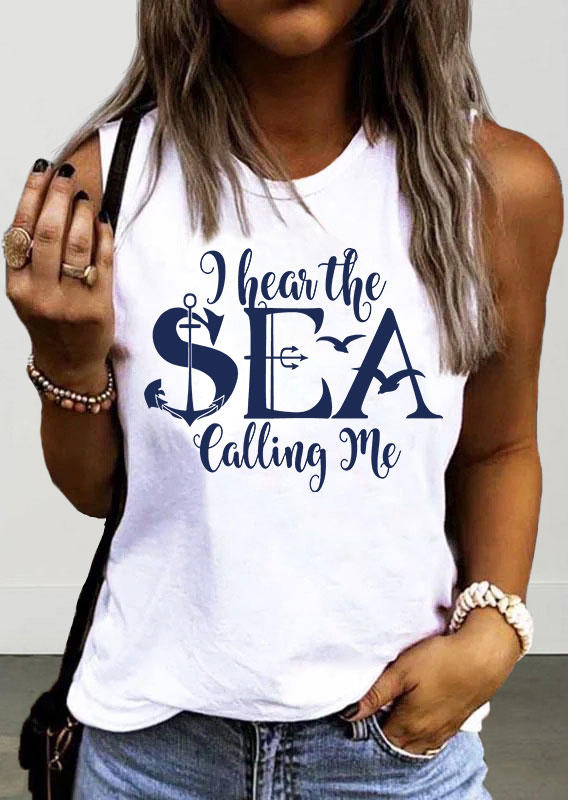

I Hear The Sea Calling Me Tank - White, SCM013274