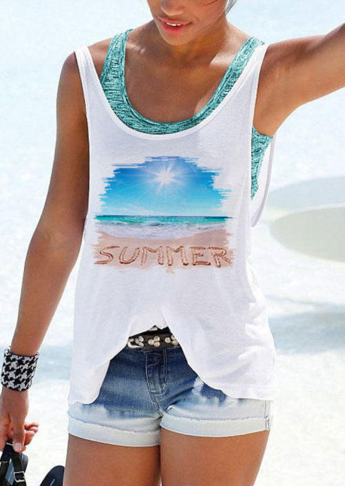 

Summer Beach Scenery Tank - White, SCM013298