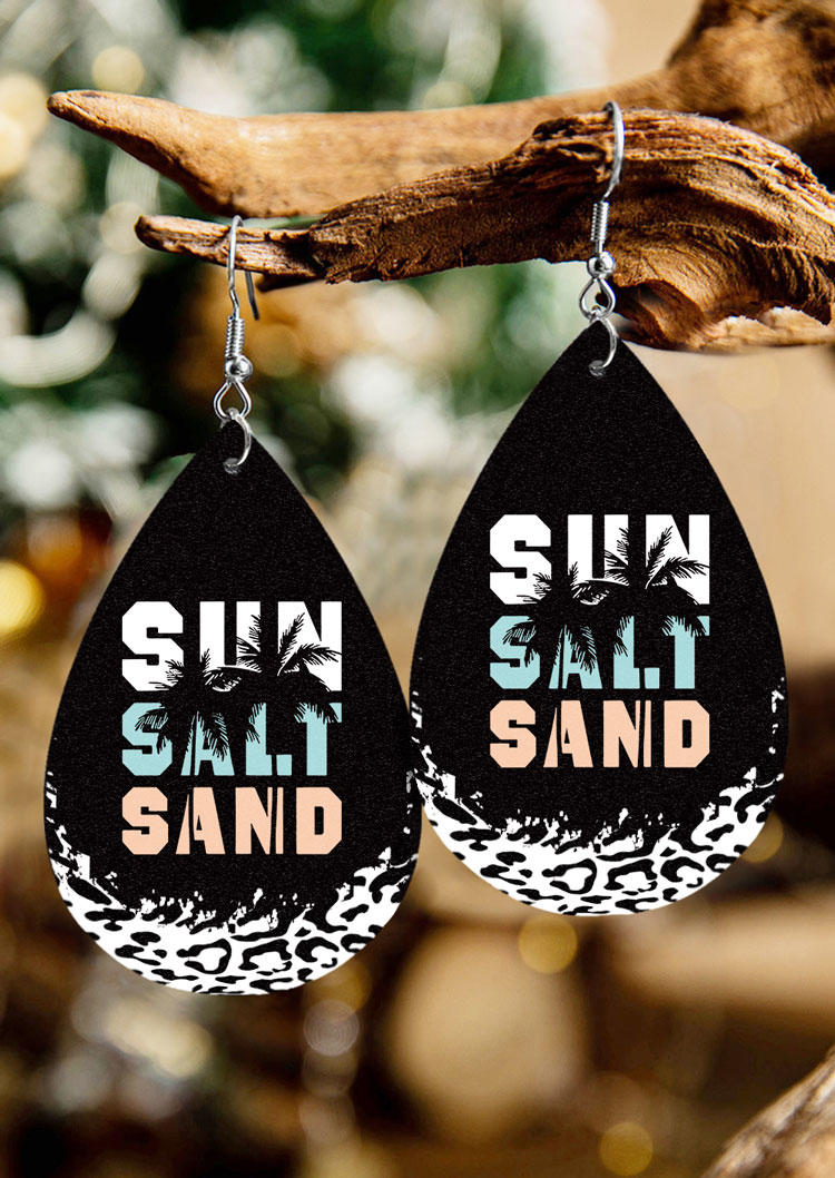 

Sun Salt Sand Coconut Tree Earrings, Black, SCM012611