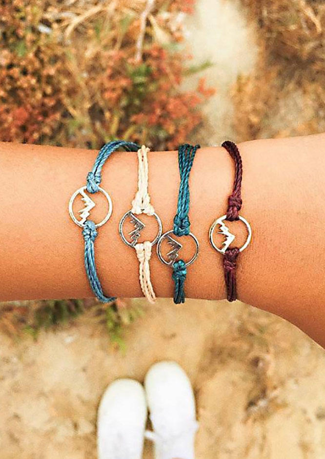 

4Pcs Vintage Mountain Braided Bracelet, Multicolor, SCM012854