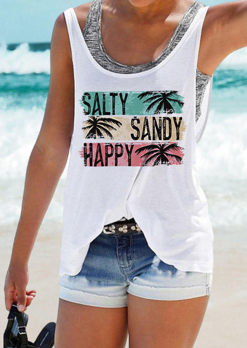 

Salty Sandy Happy Coconut Tree Tank - White, SCM013074