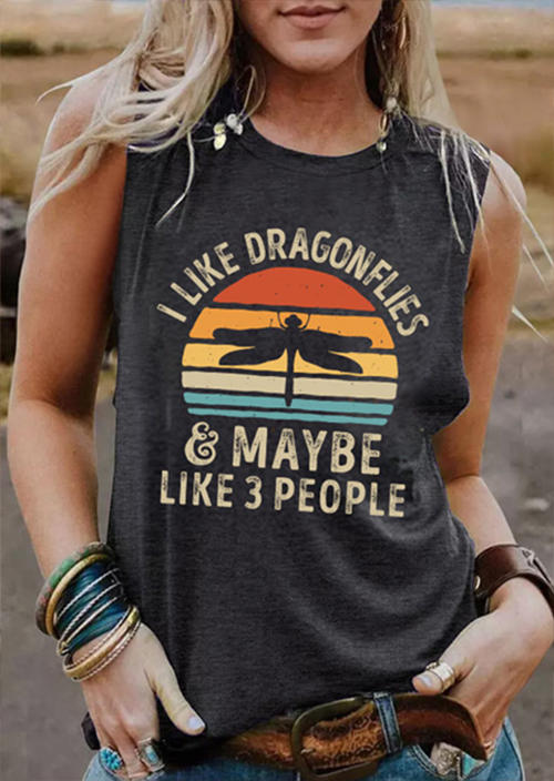 

I Like Dragonflies & Maybe Like 3 People Tank - Gray, SCM011822
