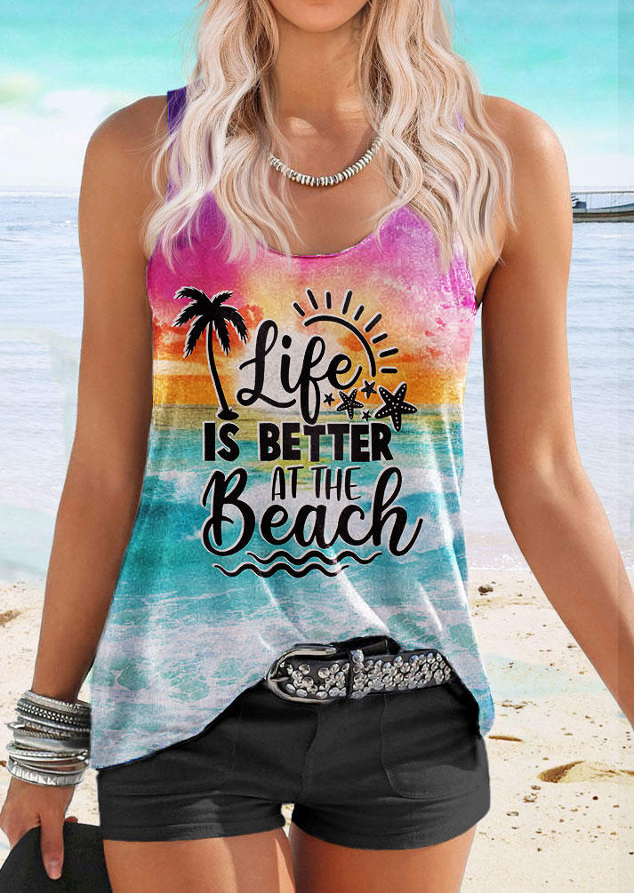 

Life Is Better At The Beach Coconut Tree Racerback Tank, Multicolor, SCM013185