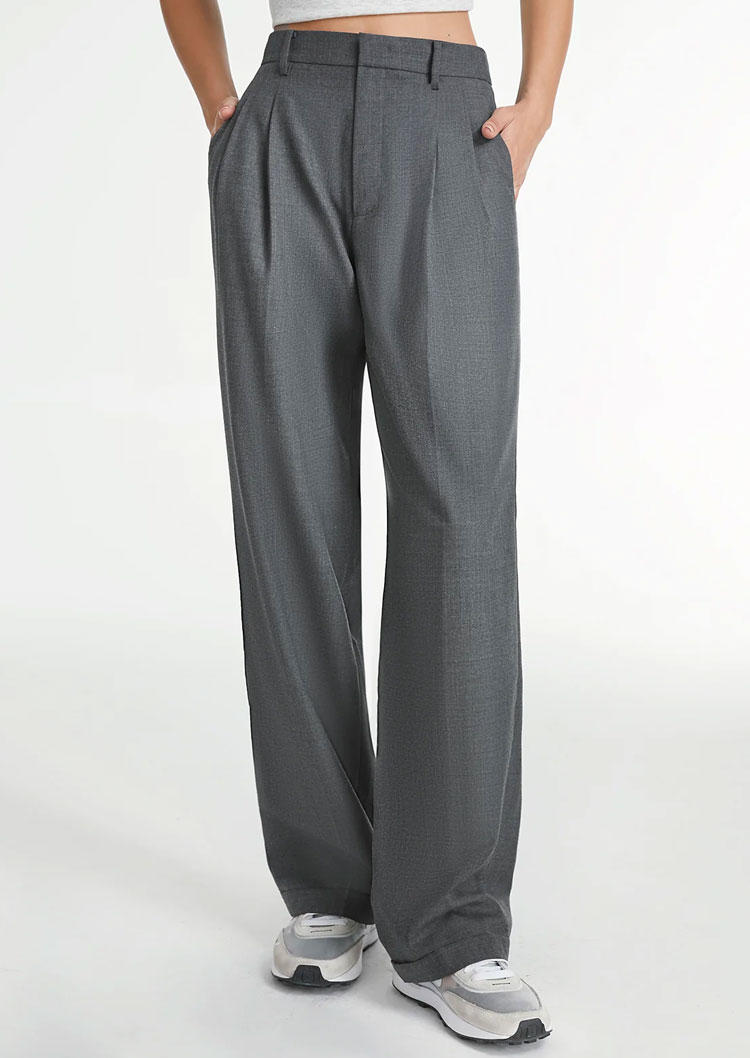 

Pocket High Waist Wide Leg Suit Pants - Gray, SCM013398
