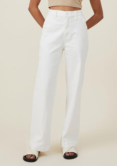 

Pocket High Waist Wide Leg Pants - White, SCM013399