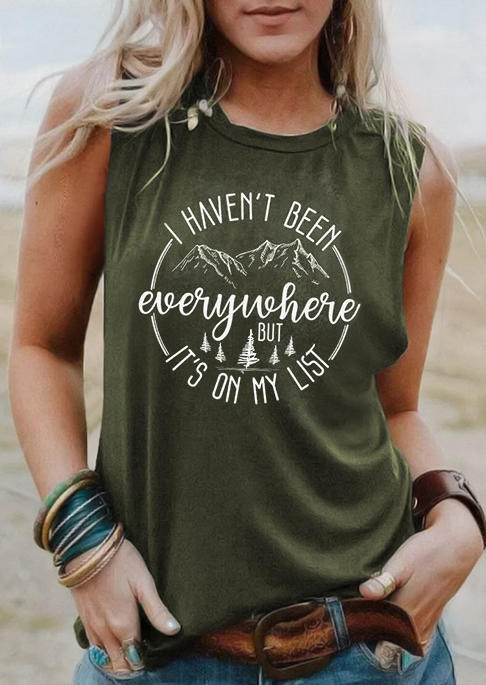

I Haven't Been Everywhere But It' On My List Tank - Army Green, SCM011590