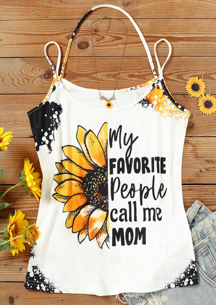 My Favorite People Call Me Mom Sunflower Tank - White
