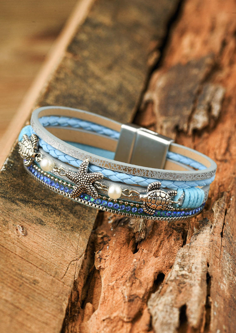 

Starfish Turtle Magnet Buckle Bracelet, Blue;multicolor, SCM012916