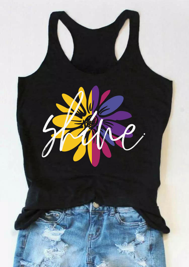 

Shine Sunflower Racerback Tank - Black, SCM013335
