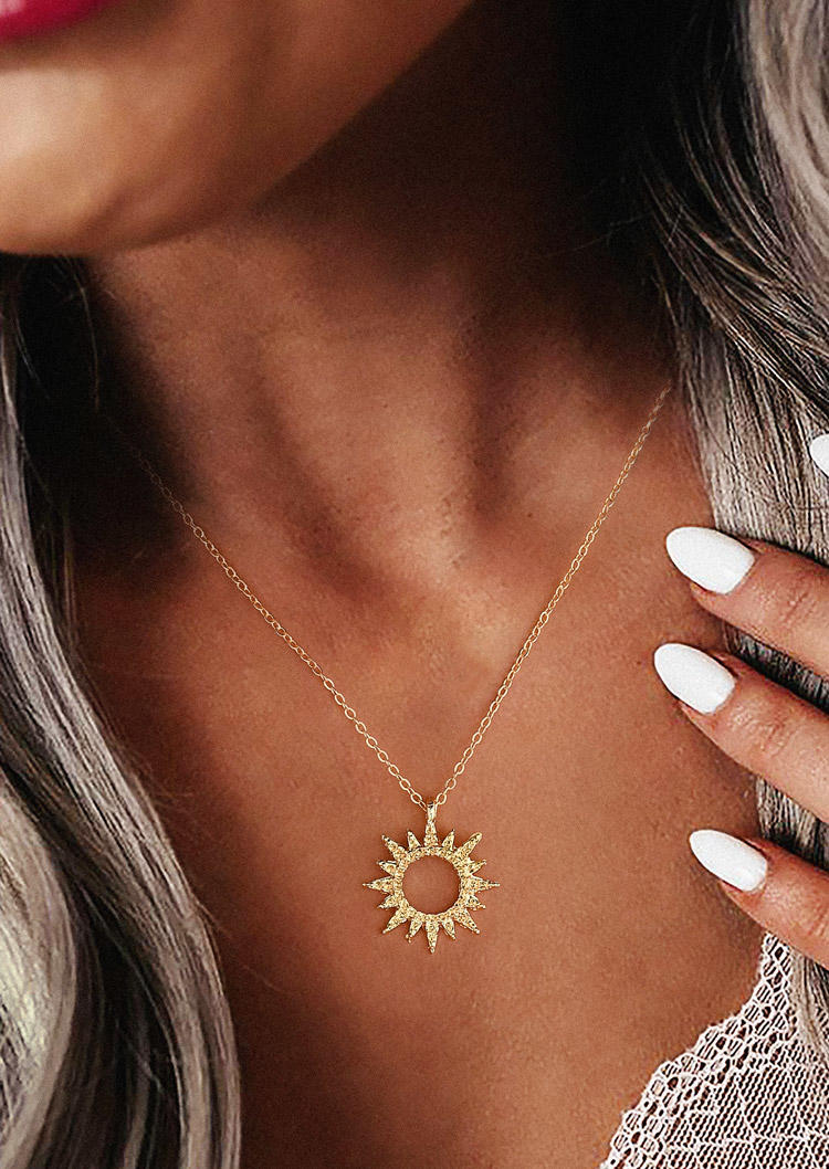 

Sunflower Hollow Out Pendant Necklace, Gold, SCM012969
