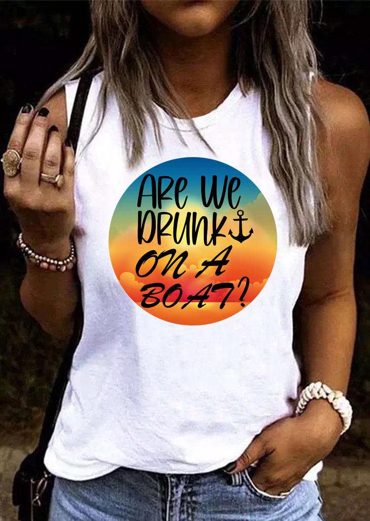

Are We Drunk On A Boat Anchor O-Neck Tank - White, SCM013381