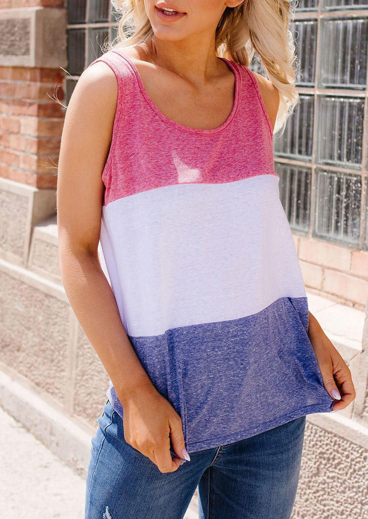 

Color Block Casual Tank, Multicolor, SCM000440