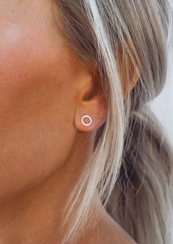 

S925 Sterling Silver Open Circle Stud Earrings, SCM013079