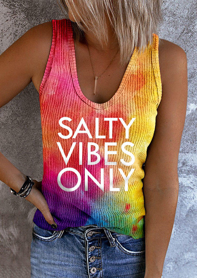 

Salty Vibes Only Tie Dye Ribbed Tank, Multicolor, SCM013284