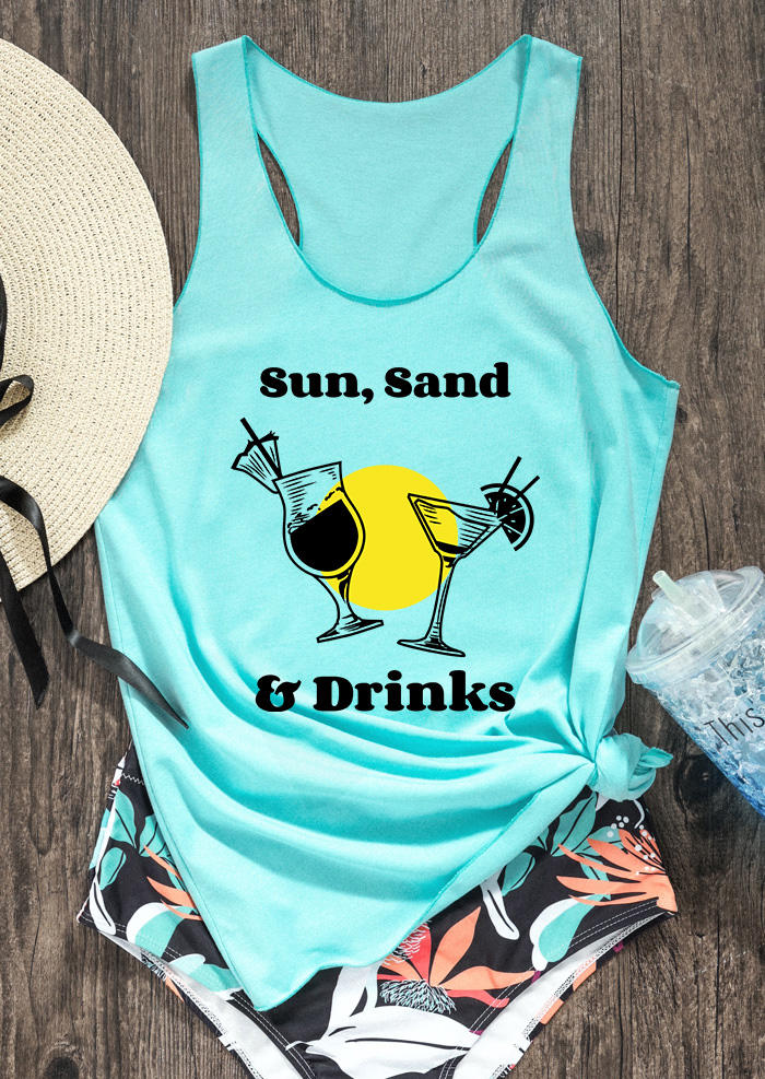 

Sun Sand & Drinks Racerback Tank - Cyan, Blue, SCM013500