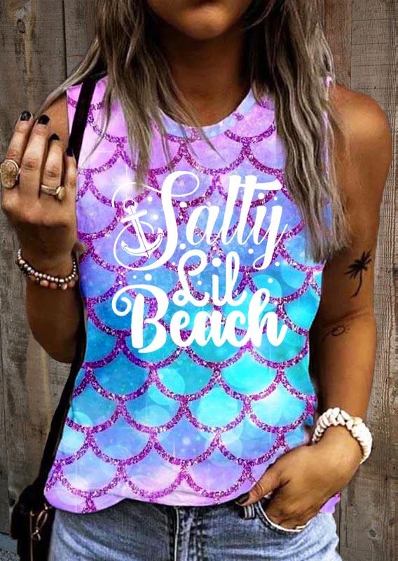 

Salty Lil Beach Gradient Fish Scales Tank, Multicolor, SCM013383