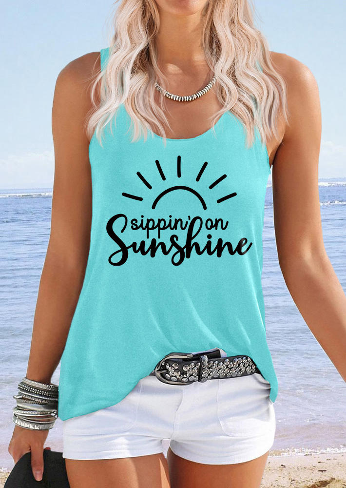 Sippin' On Sunshine Racerback Tank - Cyan