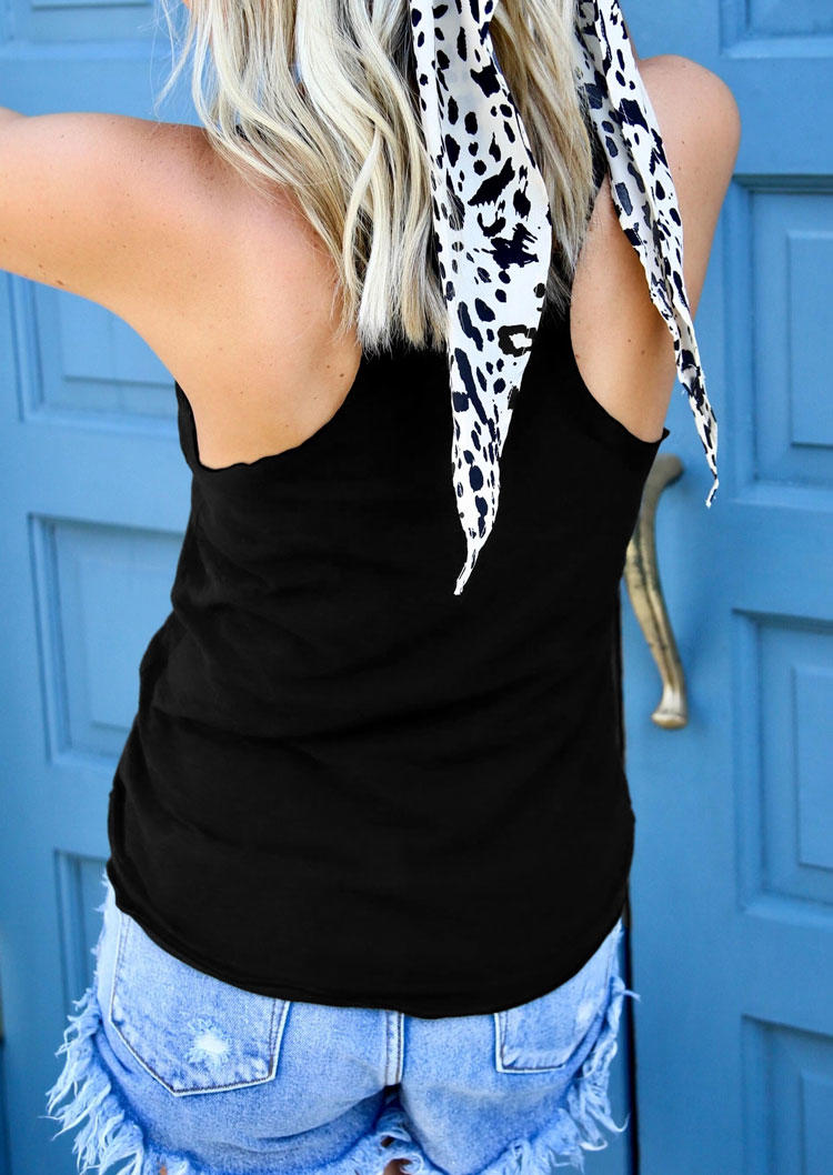 Coconut Tree O-Neck Racerback Tank - Black