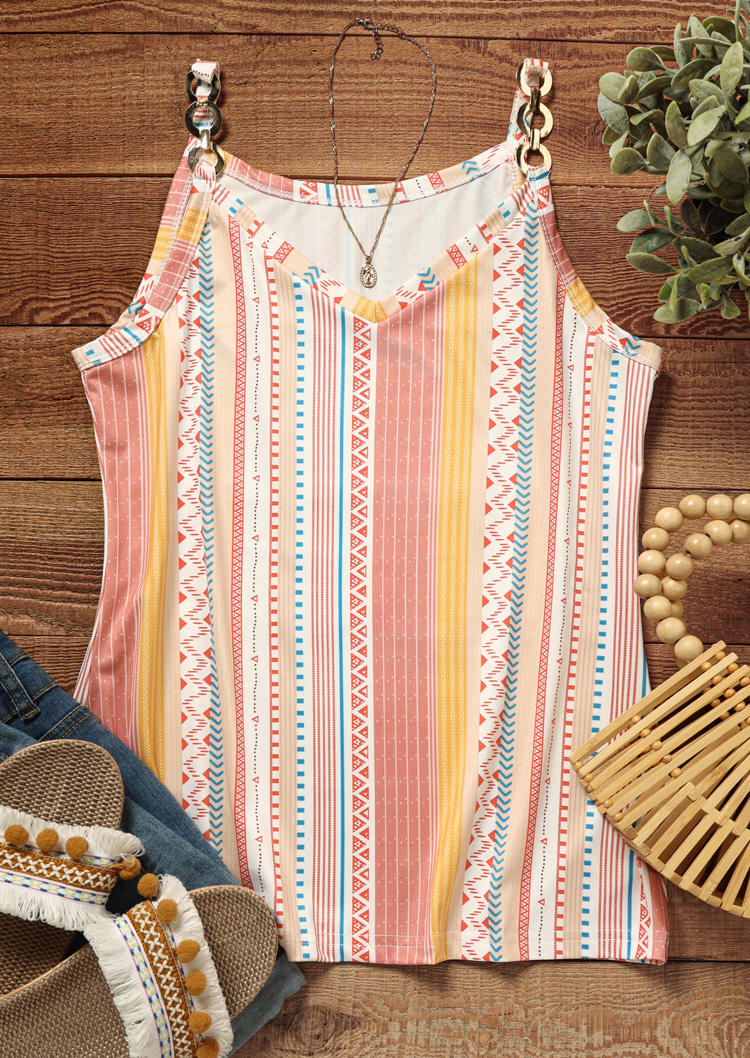 Colorful Ethnic Geometric Metal Chain Camisole
