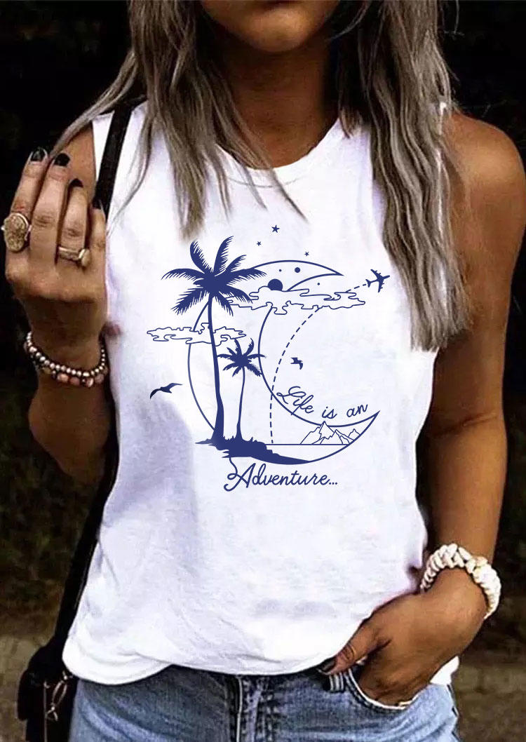 

Life Is An Adventure Coconut Tree Tank - White, SCM013688