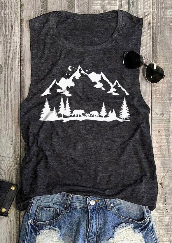 

Mountain Tree O-Neck Tank - Dark Grey, Gray, SCM013703