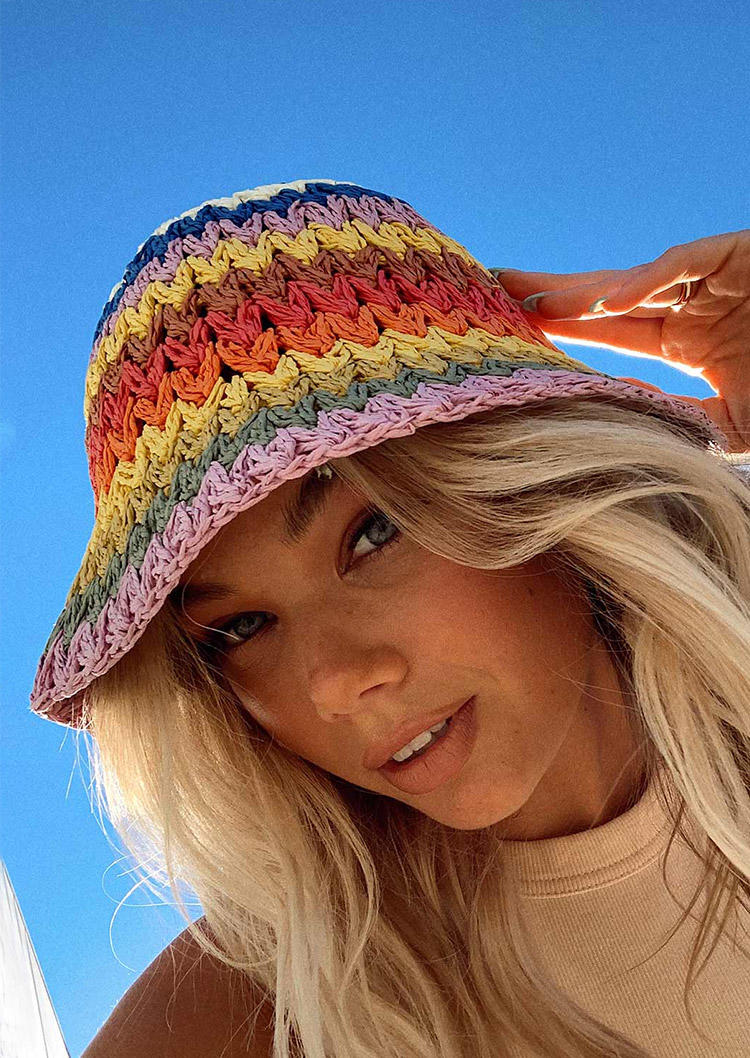 

Rainbow Braided Papyrus Fisherman Hat, Multicolor, SCM013730
