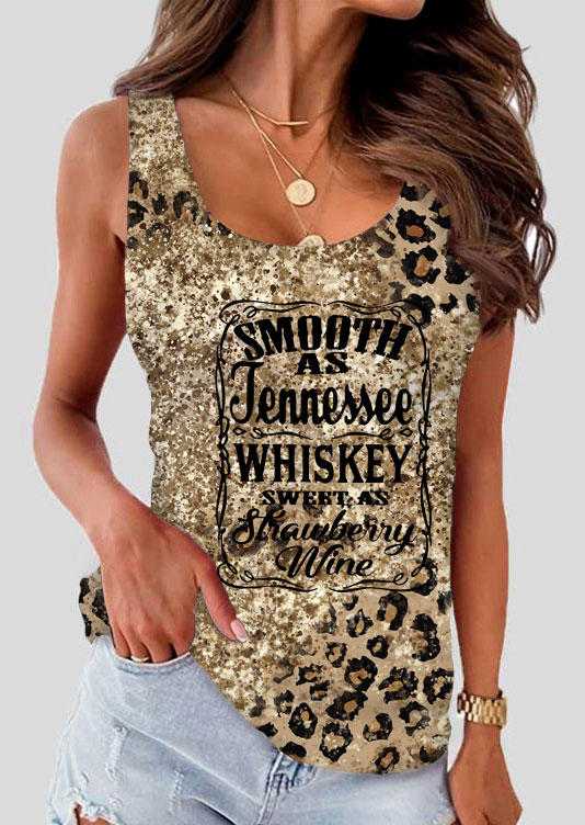 

Smooth As Tennessee Whiskey Sweet As Strawberry Wine Leopard Tank, Multicolor, SCM012447