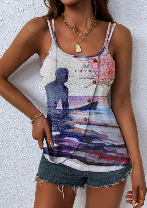 Map Surf Eventide Silhouette Button Camisole