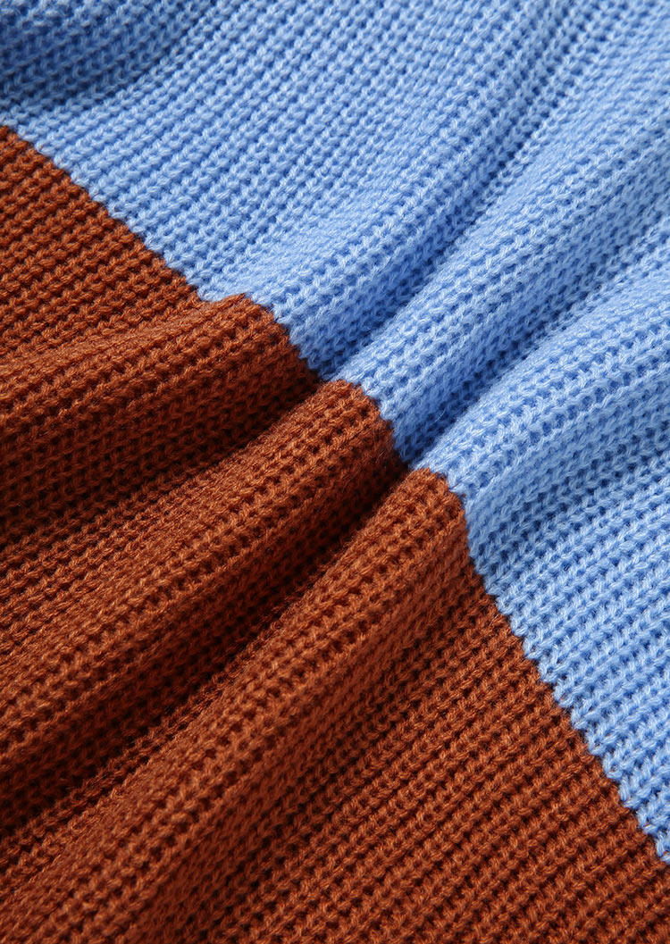 Color Block Long Sleeve V-Neck Sweater