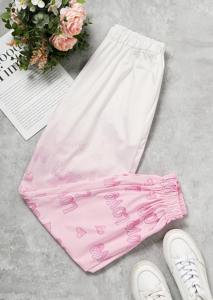Love Gradient Elastic Waist Sweatpants - Pink