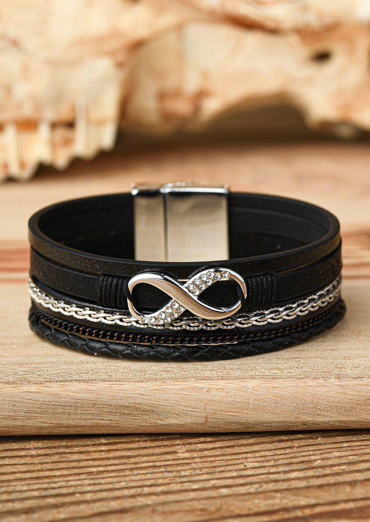 

Infinity Rhinestone Magnetic Buckle Bracelet, Black, SCM012106