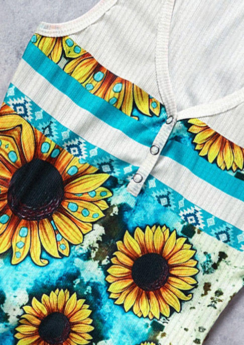 Sunflower Aztec Geometric Snap Button Casual Tank